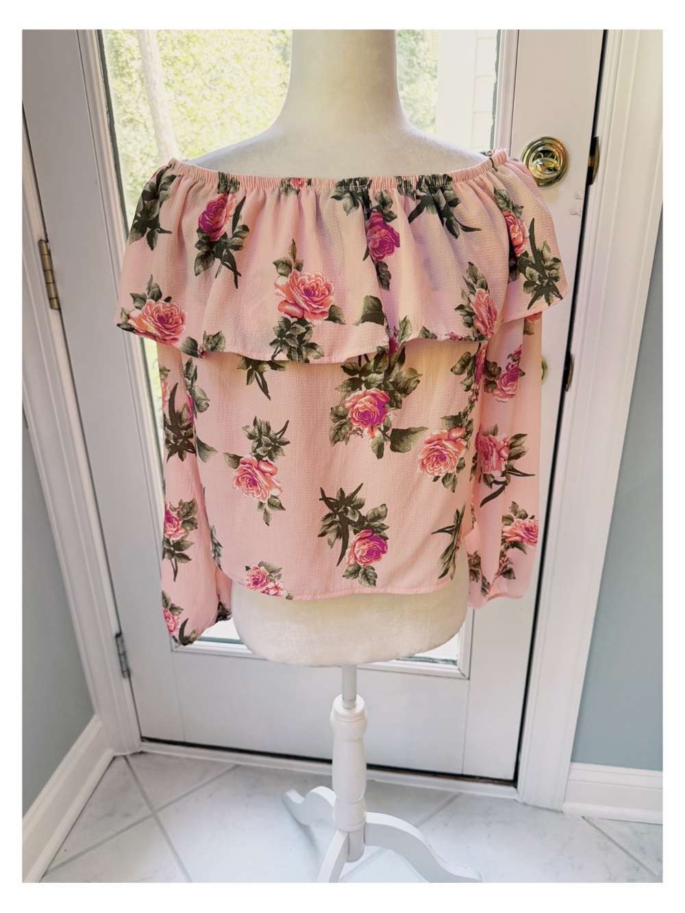 NWOT Off-the-Shoulder Pink Floral Blouse